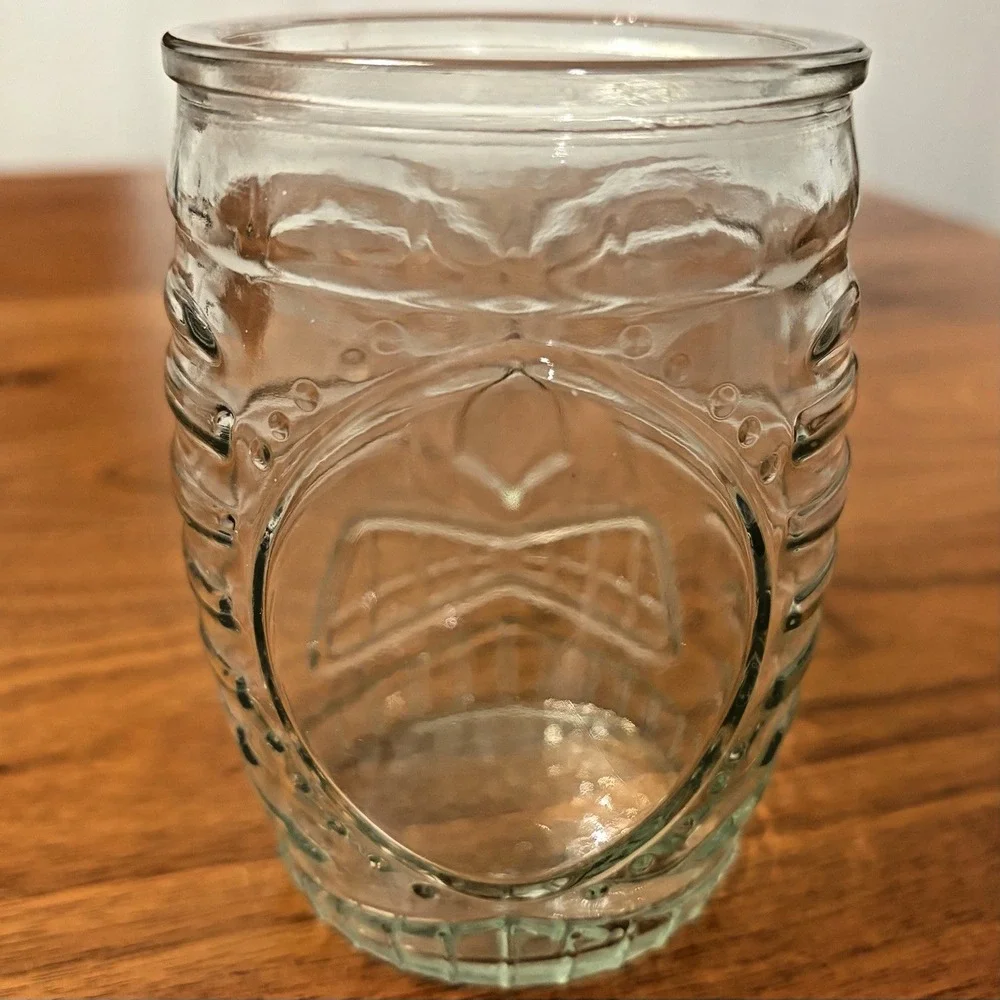 Libbey Tiki Face Cocktail Ribbed Barrel Shaped Glass Hawaiian Mug Barware